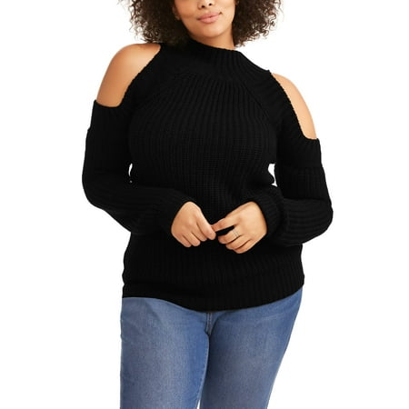 Junior Plus Cold Shoulder Sweater