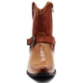 thumbnail image 4 of Alberto Fellini Men's Crocodile Prints Western Cowboy Boots with Side Zipper, Belt Buckle and Metal Chain (10.5, Brown), 4 of 8
