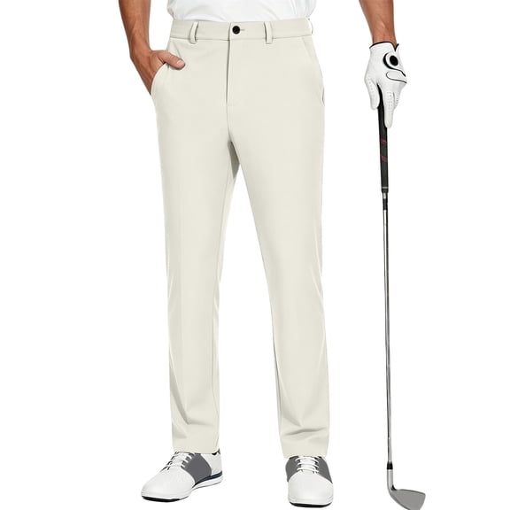 Golf Pants for Men Stretch Dress Pants Quick Dry Lightweight Slacks Trousers for Business Casual Travel White L