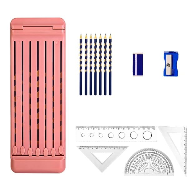 Estuche portátil con cierre magnético, 7 compartimentos, impermeable, para estudiantes, niños, útiles escolares con lápices, borradores y reglas.