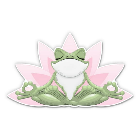 Cute Frog Meditating Yoga Om Zen - 3" Vinyl Sticker - For Car Laptop Water Bottle Phone - Waterproof Decal
