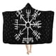 thumbnail image 3 of Manta con capucha de vikingo nórdico para hombre, manta con garabatos, runas y brújula, tótem, impresión 3D, manta de franela suave y cómoda con capucha, ropa de cama, 3 of 5