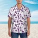 thumbnail image 2 of Balery Violets Flowers Camisas hawaianas de manga corta para hombre, camisas playeras de corte holgado, camisas de vacaciones con botones,Medium, 2 of 7