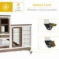 thumbnail image 6 of PawHut Wooden Rabbit Hutch Elevated Bunny Cage Indoor Small Animal Habitat with Enclosed Run with Wheels, Ramp, Removable Tray Ideal for Guinea Pigs, Brown, 6 of 9