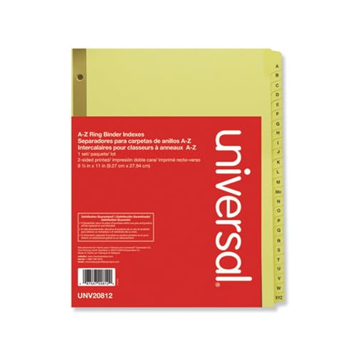 Deluxe Preprinted Plastic Coated Tab Dividers with Black Printing 25-Tab, A to Z, 11 x 8.5, Buff, 1 Set