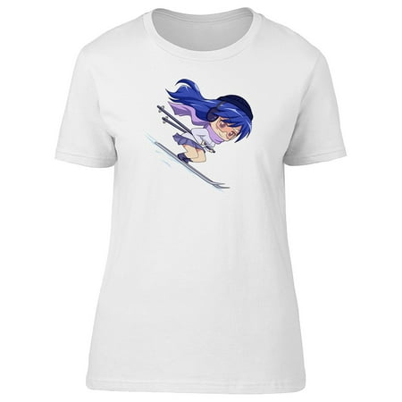 Anime Ski - Cartoon Girl Skiing Tee Women's -Image by Shutterstock
