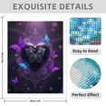 thumbnail image 3 of Diamond Art Kit for Adults, Purple Heart Butterflies Design Diamond Painting for Adults Beginners, 5D DIY Diamond Art Painting Kits, Colorful Diamond Painting Craft for Home Decor 12x16, 3 of 7