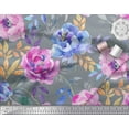 thumbnail image 3 of Soimoi Blue Cotton Poplin Fabric Leaves & Floral Print Sewing Fabric BTY 56 Inch Wide, 3 of 3