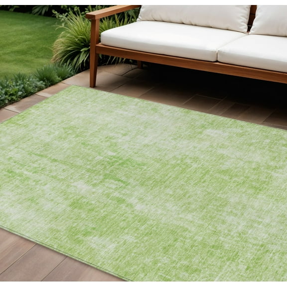 HomeRoots 580248 9 x 12 ft. Abstract Washable Indoor & Outdoor Rectangle Area Rug, Green