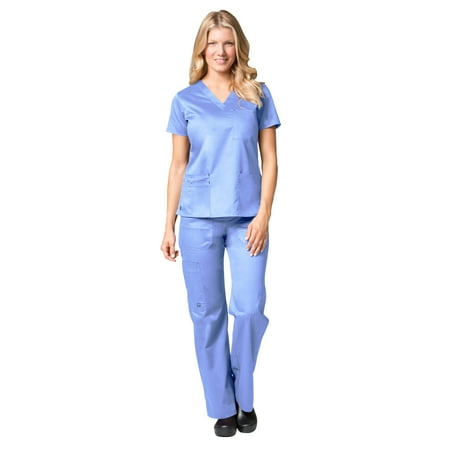 

Maevn Blossom 3 Pocket V-Neck Scrub Top & Utility Pocket Cargo Scrub Pant Set