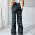 thumbnail image 7 of Women's Wide Leg Pants High Waist Plaid Printed Business Casual Pant Fashion Loose Fit Long Pants, 7 of 7