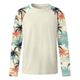 thumbnail image 3 of Ticikt Boys Long Sleeve Rash Guard Crew Neck Raglan Sleeve Printed Sleeve UPF Sun Protection Swim Shirt Outdoor Top,Beige, 3 of 4