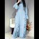 thumbnail image 5 of Vestidos Ajustados para Mujer, Elegantes Vestidos Largos de Cóctel con Mangas Acampanadas y Dobladillo con Volantes. Azul L, 5 of 10