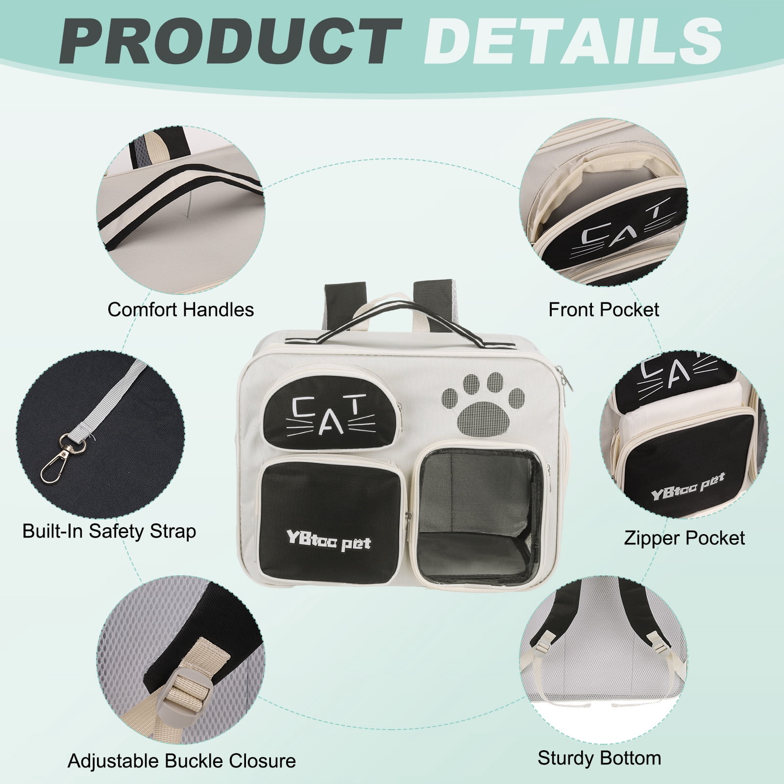 Uxcell Cat Backpack Carrier, Breathable Dog Backpack for Cats or Small Dogs Black