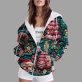 thumbnail image 2 of zaveiop Womens Zip up Hoodies Christmas Novelty Print Long Sleeve Hooded Sweatshirt Casual Fashion Jacket with Pocket (Z1-Army Green, XL), 2 of 6