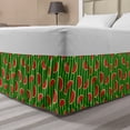 thumbnail image 1 of Melon Bed Skirt, Cartoon Watermelon Slices on Vertical Stripes, Elastic Bedskirt Dust Ruffle Wrap Around for Bedding Decor, 4 Sizes, Fern Green Hunter Green, by Ambesonne, 1 of 2