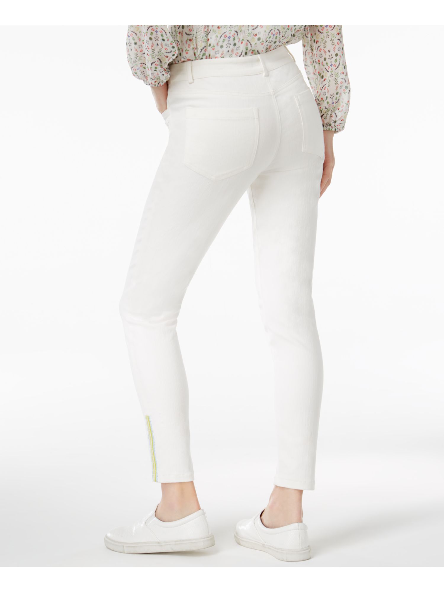 CYNTHIA ROWLEY Womens White Embroidered Pants 10 - image 2 of 4