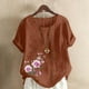 thumbnail image 2 of Camisetas de Manga Corta para Mujeres, Camiseta de Manga Corta Impresa Casual Hecha de 95% Poliéster 5% Spandex para Todas las Estaciones, Camisetas de Manga Corta para Mujeres, 2 of 3