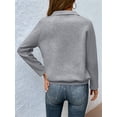 thumbnail image 6 of Womens Casual Textured Long Sleeve Henley Button V Neck Loose Pullover Trendy Fall Outfits Tops Light Gray S, 6 of 7