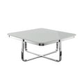 thumbnail image 4 of Chidia Light Grey Chrome Coffee Table - High Gloss Lacquer Finish Top, Polished Stainless Steel Base, X-Leg, 4 of 10