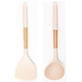 thumbnail image 1 of Juego de Herramientas de Cocina Ergonómicas Antiarañazos con Mango de Madera Natural de 2 Piezas para Utensilios de Cocina Antiadherentes Crema, 1 of 5