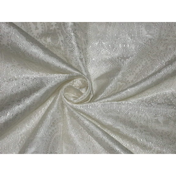 Silk Brocade jacquard Fabric white Ivory Victorian 44" wide BRO2[1]