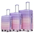 thumbnail image 5 of 3-Piece PC Spinner Wheel Luggage Set with Gradient Color & Combination Lock, Carry-On Suitcase, Purple, 5 of 16