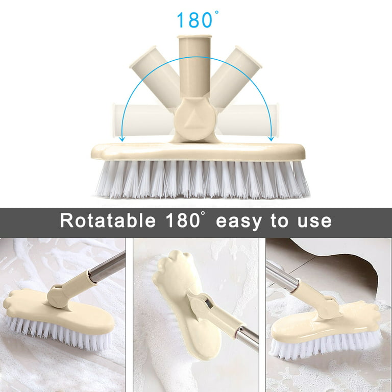 Floor Scrub Brush, ITTAR Cleaning Scrubber with Long Handle & Small Grout  Brush 