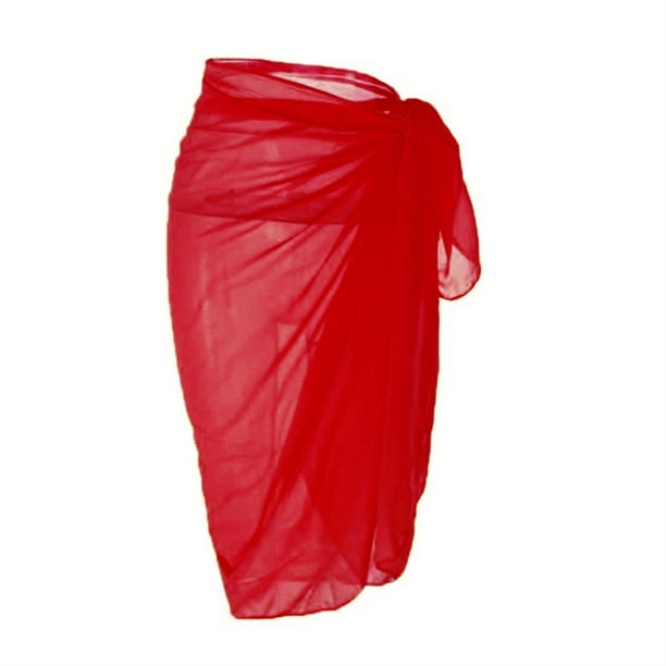 Yuarrent Pareo para mujer, traje de baño envolvente, estilo largo, accesorios de playa, ropa deportiva ligera de secado rápido, accesorio para Traje de baño rojo Yuarrent OD017125-02