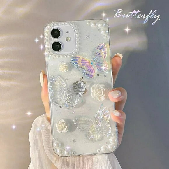 Cute 3D Butterfly Transparent Phone Case for IPhone 15 14 13 12 11 Pro Max Mini XS X XR 8 7 Plus SE 2020 Shockproof Bumper Cover ZR