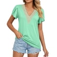 thumbnail image 2 of Inverlee T Shirts for Women V Neck Dressy Casual Short Sleeve Tops Boho Solid Color Shirts Flowy Vacation Tunic Blouse Tee Summer Fashion, 2 of 6