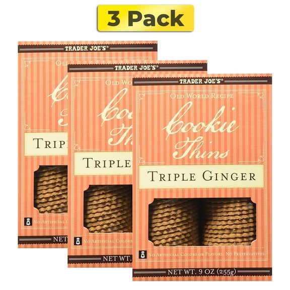 Trader Joe's Cookie Thins Triple Ginger, 9 oz, Pack 3