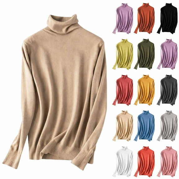 Wlynlyn Long Sleeve Tops for Women Turtleneck Thermal Warm Basic Shirts Lightweight Fitted Soft Sweaters Top