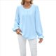 thumbnail image 1 of Camisa de Holgada de Larga con Cuello Redondo y Color Liso para Mujer, Elegante y A . Azul L, 1 of 10