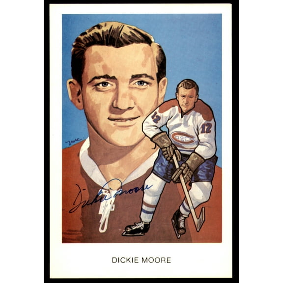 Dickie Moore Autographed 3.5x5.5 Postcard Montreal Canadiens SKU #252071