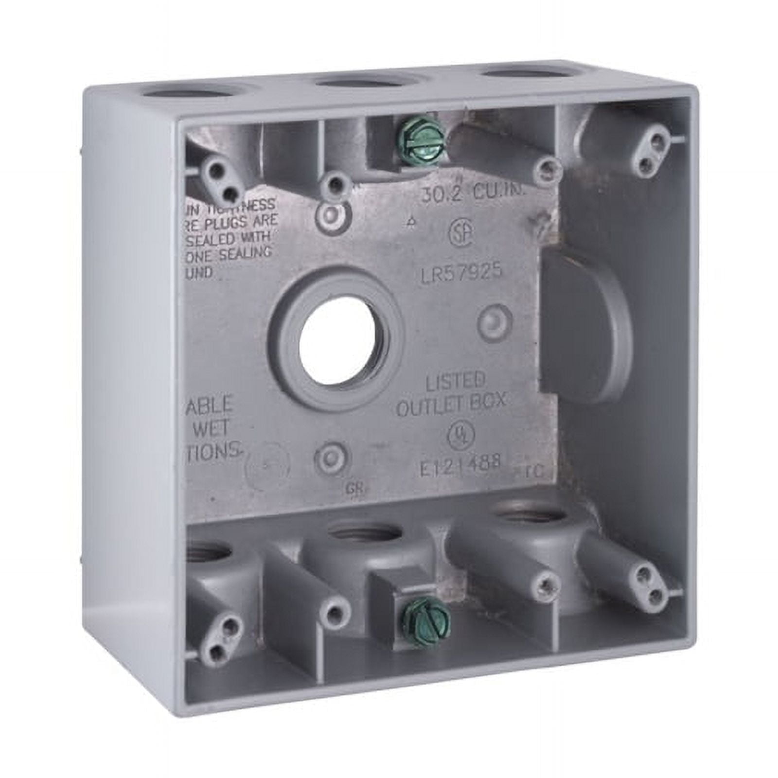 Hubbell Weatherproof Box Double Gang Seven 1/2'' Outlets Gray