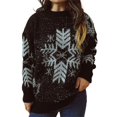 thumbnail image 1 of Gibobby Suéter de Punto navideño para Mujer Suéter grueso de manga larga con cuello redondo para mujer, Navidad, moda de otoño e invierno(Negro,XG), 1 of 5