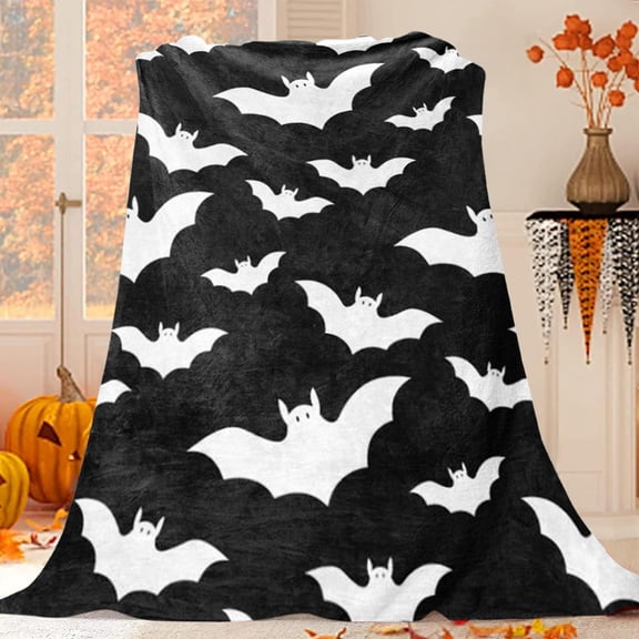 Bats Halloween Goth Fleece Flannel Blanket Throw Warm Lightweight Blankets for Home Office All Season (Bats Halloween Goth 39.4x27.6)