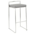 thumbnail image 2 of Fuji Contemporary Stackable Barstool in Stainless Steel with Grey Faux Leather Cushion by LumiSource - Set of 2, 2 of 7