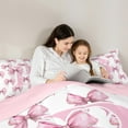 thumbnail image 6 of Feelyou Cute Pink Monogrammed Queen Comforter Set for Child, Kawaii Bow Letter B Bedding Sets, Dreamy Princess Style Reversible Bedding Comforter Set, Breathable Home Decor, 3 Pieces, 6 of 9