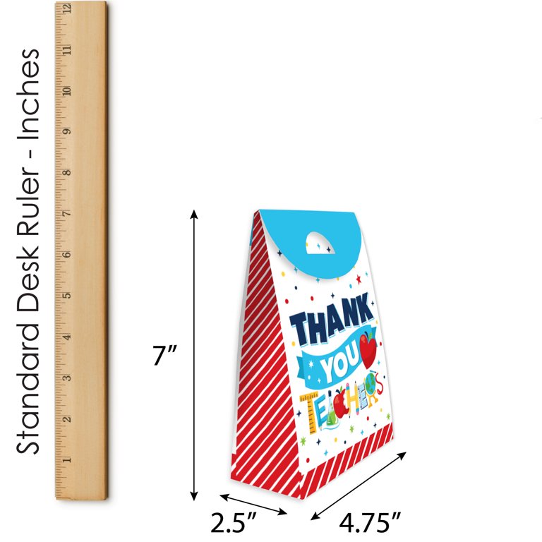 Big Dot Of Happiness Thank You Teachers Goodie Bags - Set Of 12 Teacher Appreciation Favor Boxes