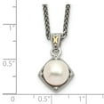 thumbnail image 5 of Sterling Silver Two Tone Silver And Gold Plated Sterling Silver w/FW Cultured Pearl & Diamond Necklace, 5 of 5