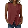 thumbnail image 2 of TGSLY Women's Casual Cotton Linen Tank Tops Trendy V Neck Wrap Solid Color Vest Lightweight Soft Tie Front Sleeveless Shirts XL, 2 of 8