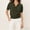 Army Green, variant on Women's Elegant Diamond Quilted Collar Short Sleeve Ribbed Casual Top – Polo Neck Solid Color Summer Knit Sweater White，M