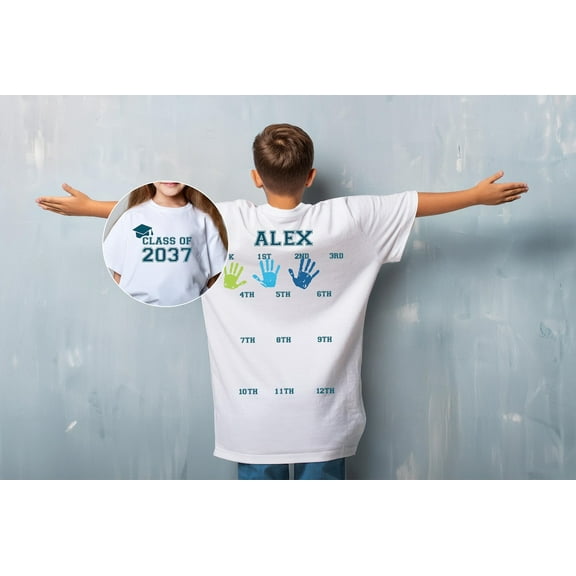 Class Of 2037 Handprint Shirt, 2038 Graduation Shirt, First Day of School Shirt, Grow With Me Shirt