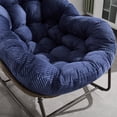 thumbnail image 4 of PORKISS Papasan Rocking Chair Indoor and Outdoor, Patio Rocker Recliner Chair with Padded Cushion, Modern Lounge Egg Chair with Steel and Rattan Frame, Velvet Navy Blue, 4 of 12