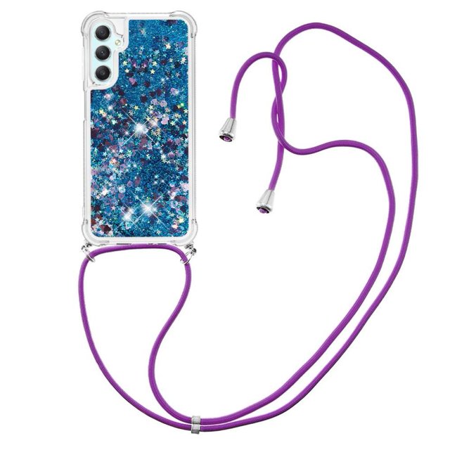 Funda FOXDOCK para Samsung Galaxy A24 4G con Cuerda Ajustable, Brillo Líquido, Protección Antigolpes y Lente – Ideal para Regalo