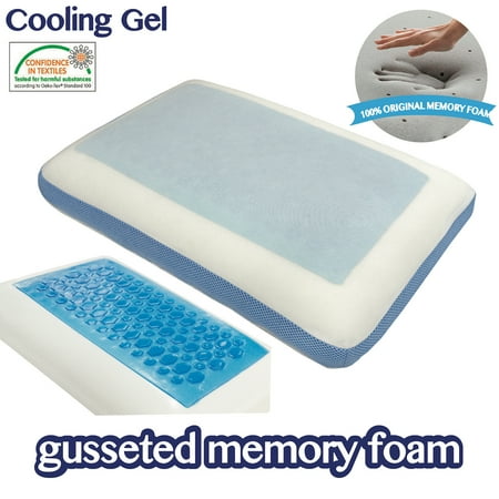 Comfyt Cervical Pillow Cooling Orthopedic Memory Foam Pillows for Back Stomach Side Sleeper - Sleeping Travel Neck Gusseted Bed Pillow Gel Layer Provides Coolness Removable Washable Cover