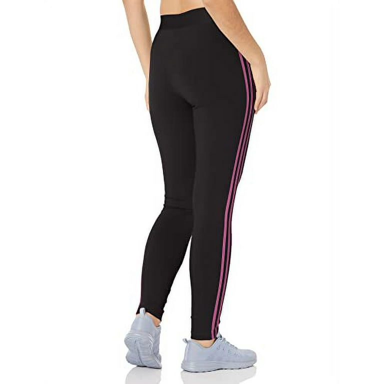 Adidas Women's Loungewear Essentials 3-Stripes Leggings, Black/Semi Pulse  Lilac, X-Small