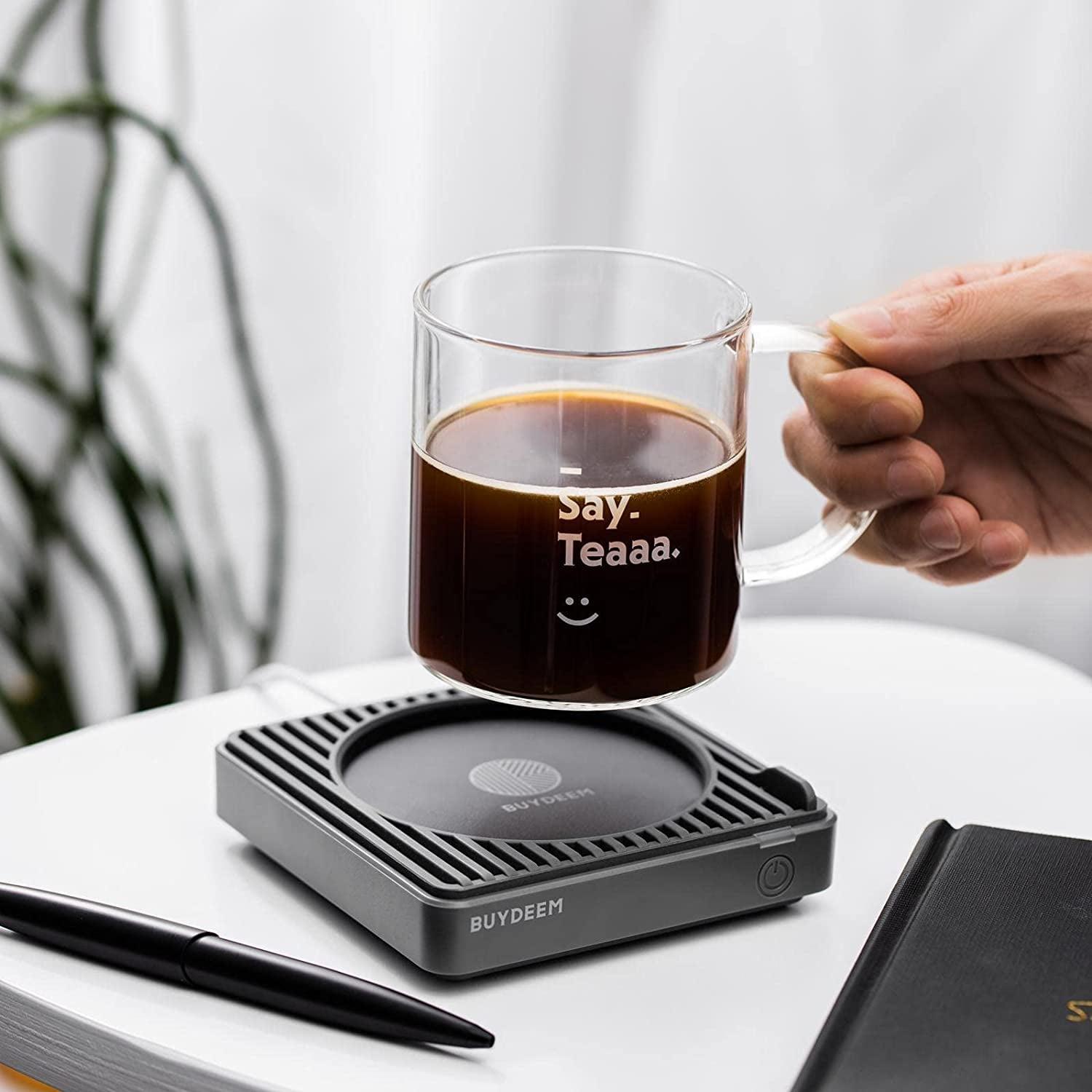 BUYDEEM OA2001B1 Extra Wide Mug Warmer, One-Touch Beverage Cup Warmer with 2 Temperature Settings and Auto Shut-Off.